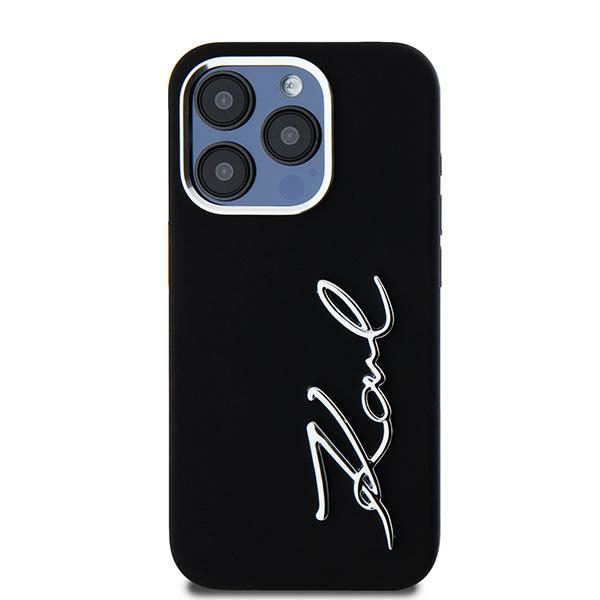 Karl Lagerfeld case for iPhone 15 Pro 6,1" KLHCP15LSCMSMVK black HC silicone sign metal logo
