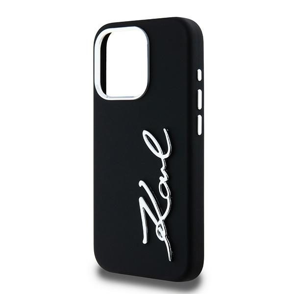 Karl Lagerfeld case for iPhone 15 Pro 6,1" KLHCP15LSCMSMVK black HC silicone sign metal logo