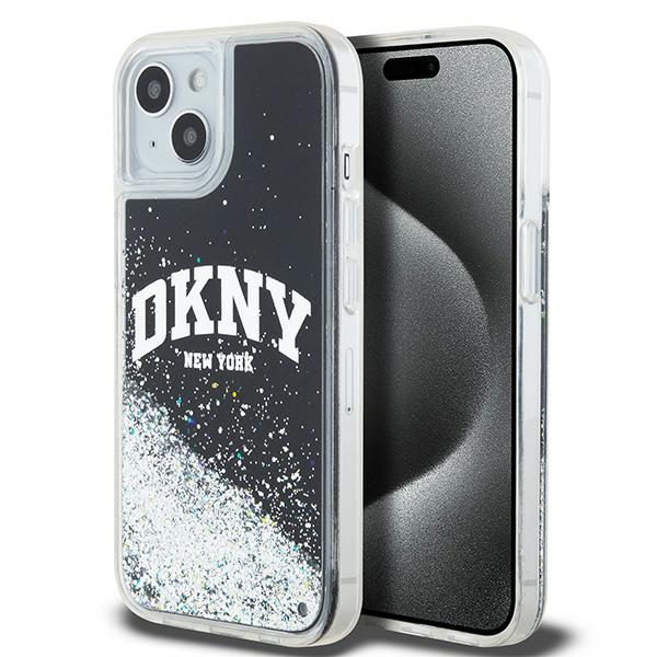 DKNY case for iPhone 15 Plus 6,7" DKHCP15MLBNAEK black HC liquid glitters w arch logo