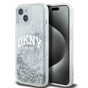DKNY case for iPhone 15 6,1" DKHCP15SLBNAET white HC liquid glitters w arch logo