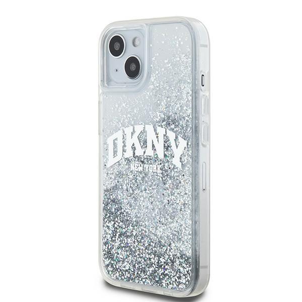 DKNY case for iPhone 15 6,1" DKHCP15SLBNAET white HC liquid glitters w arch logo