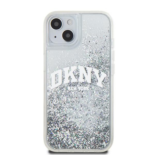 DKNY case for iPhone 15 6,1" DKHCP15SLBNAET white HC liquid glitters w arch logo