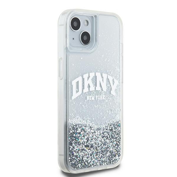 DKNY case for iPhone 15 6,1" DKHCP15SLBNAET white HC liquid glitters w arch logo