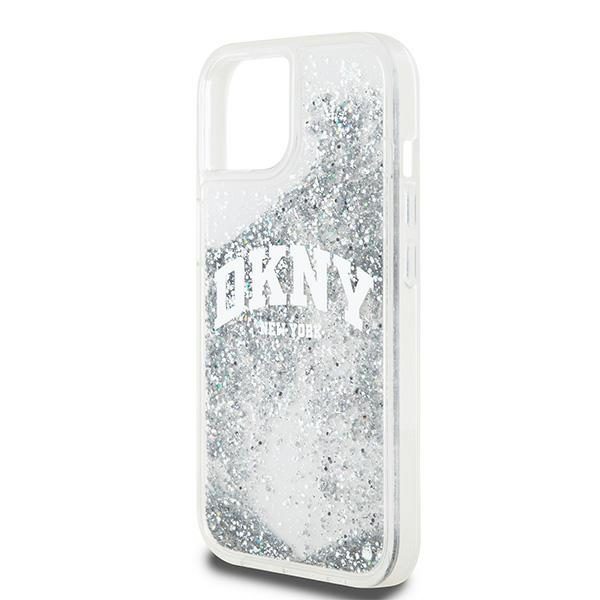 DKNY case for iPhone 15 6,1" DKHCP15SLBNAET white HC liquid glitters w arch logo