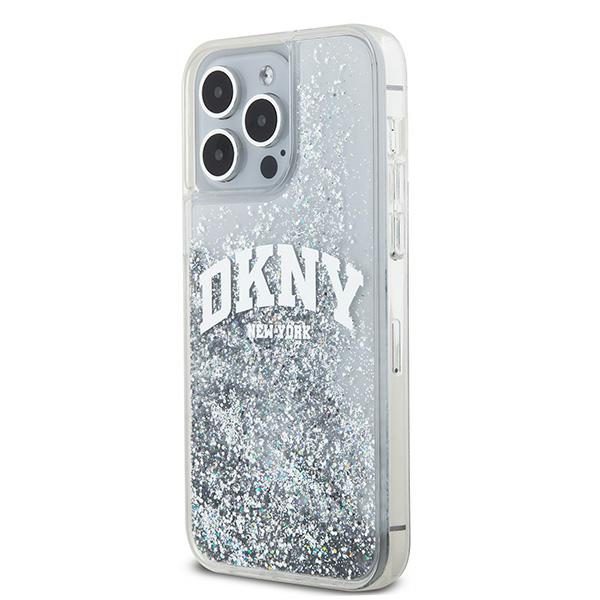 DKNY case for iPhone 15 Pro 6,1" DKHCP15LLBNAET white HC liquid glitters w arch logo