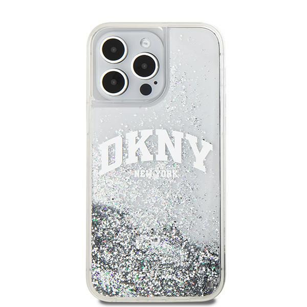 DKNY case for iPhone 15 Pro 6,1" DKHCP15LLBNAET white HC liquid glitters w arch logo
