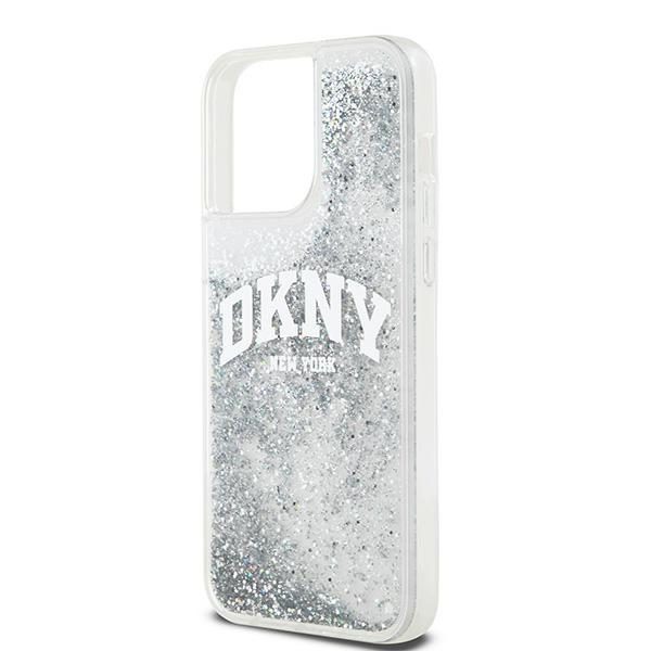DKNY case for iPhone 15 Pro 6,1" DKHCP15LLBNAET white HC liquid glitters w arch logo