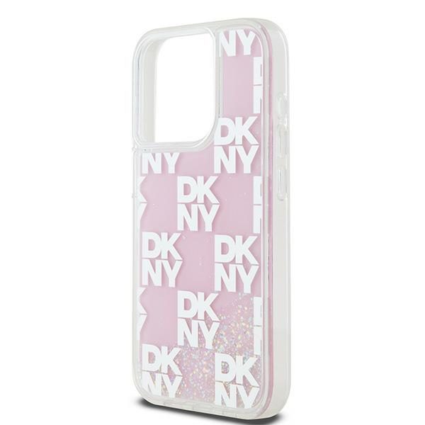 DKNY case for iPhone 15 Pro 6,1" DKHCP15LLCPEPP white HC liquid glitters w checkered pattern