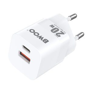 BWOO CDA156 PD wall charger 1x USB-C 1v USB 20W white