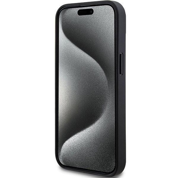 DKNY case for iPhone 15 6,1" DKHCP15SPRTHSLK black HC PU repeat texture pattern w tonal stripe