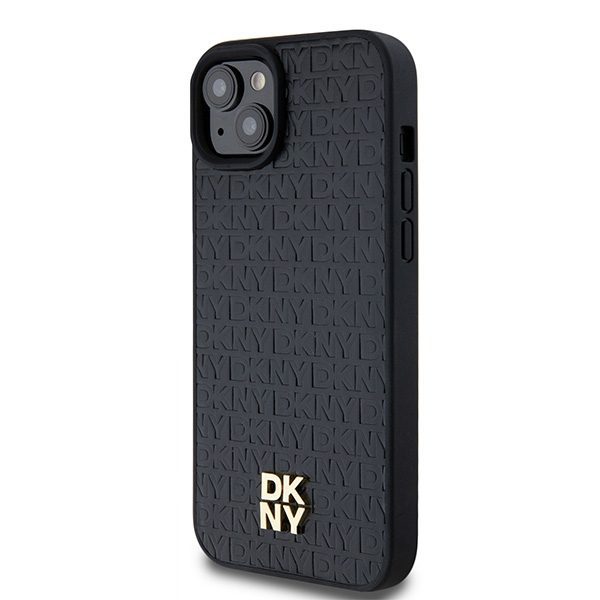 DKNY case for iPhone 15 6,1" DKHMP15SPSHRPSK czarna HC Magsafe pu repeat pattern w stack logo