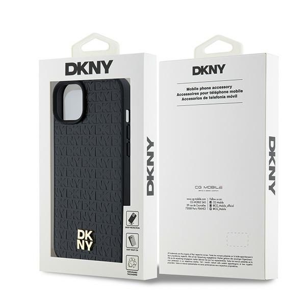 DKNY case for iPhone 15 Plus 6,7" DKHMP15MPSHRPSK black HC Magsafe pu repeat pattern w stack logo