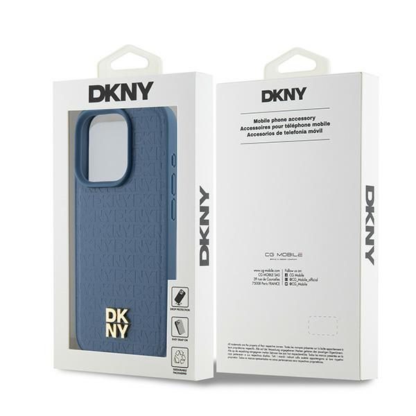 DKNY case for iPhone 15 Pro 6,1" DKHMP15LPSHRPSB blue HC Magsafe pu repeat pattern w stack logo