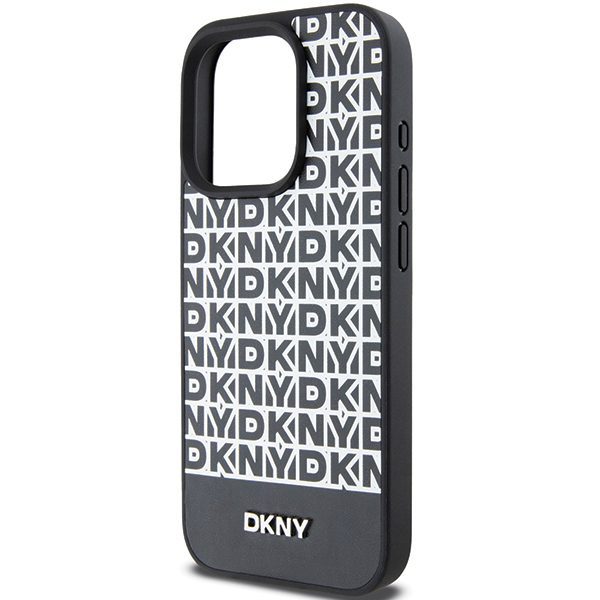 DKNY case for iPhone 15 Pro Max 6,7" DKHMP15XPSOSPK black HC Magsafe pu repeat pattern w bottom stripe