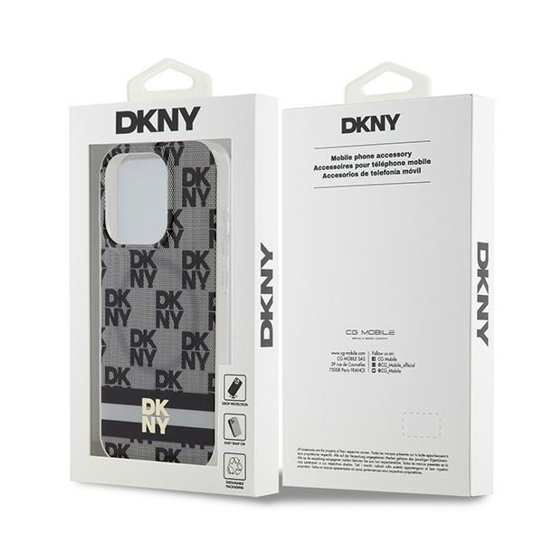 DKNY case for iPhone 15 Pro 6,1" DKHMP15LHCPTSK black HC Magsafe pc tpu checkered pattern w printed stripes