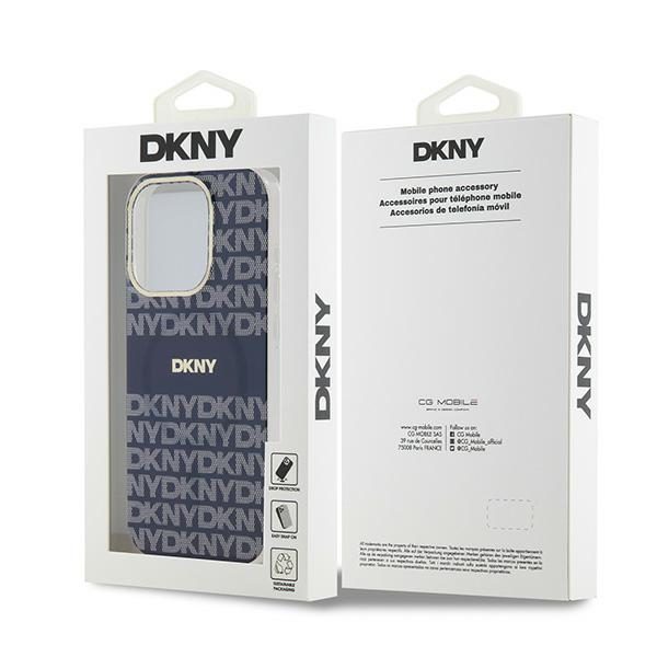 DKNY case for iPhone 15 Pro 6,1" DKHMP15LHRHSEB niebieska HC Magsafe pc tpu repeat texture pattern w stripe