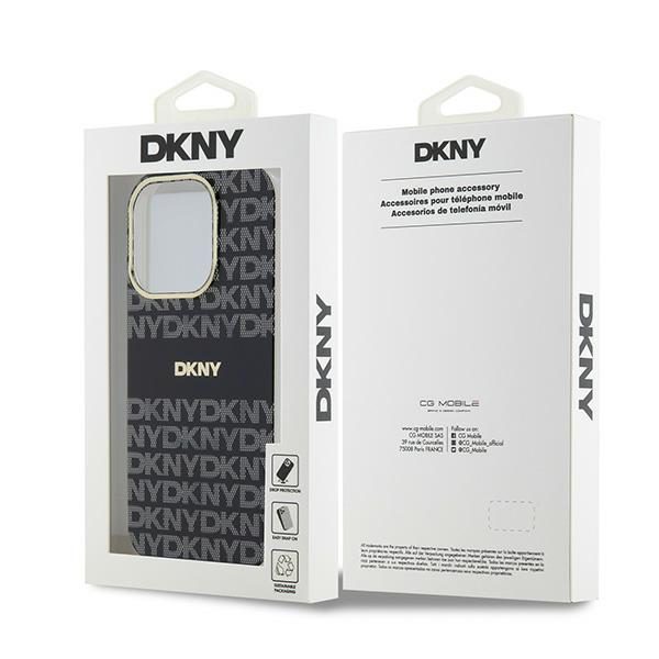 DKNY case for iPhone 15 Pro 6,1" DKHMP15LHRHSEK HC Magsafe pc tpu repeat texture pattern w stripe