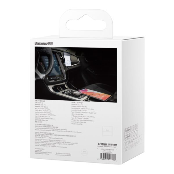 396706_oryg Baseus car charger Enjoyment Retractable 2w1 30W black with cable 1x USB-C 1x Lightning