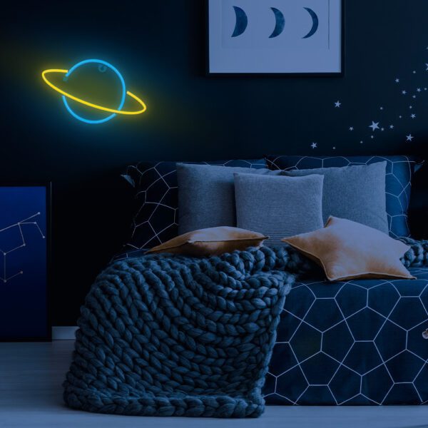 Neon LED Light SATURN yellow blue Bat + USB FLNE11 Forever Light