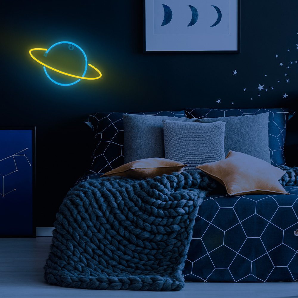 Neon LED Light SATURN yellow blue Bat + USB FLNE11 Forever Light