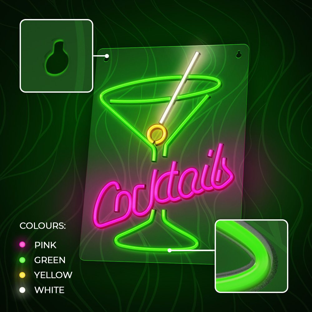 Neon PLEXI LED COCKTAILS pink green FPNE02X Forever Light
