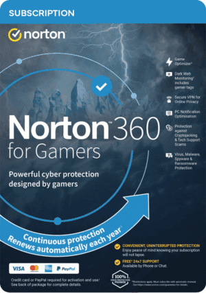 Norton 360 for Gamers 1 Χρονος 3 Συσκευες (Ηλεκτρονική Άδεια)