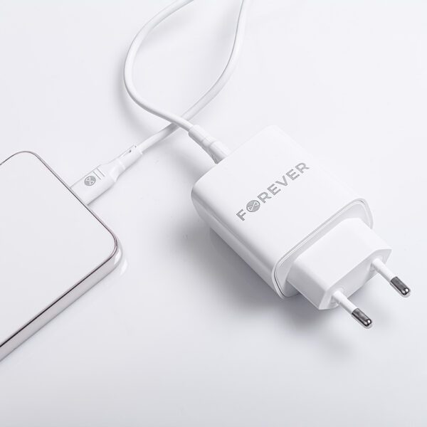 400027_oryg Forever TC-07-30AC PD QC charger 1x USB-C 1x USB 30W white + USB-C - USB-C cable 60W