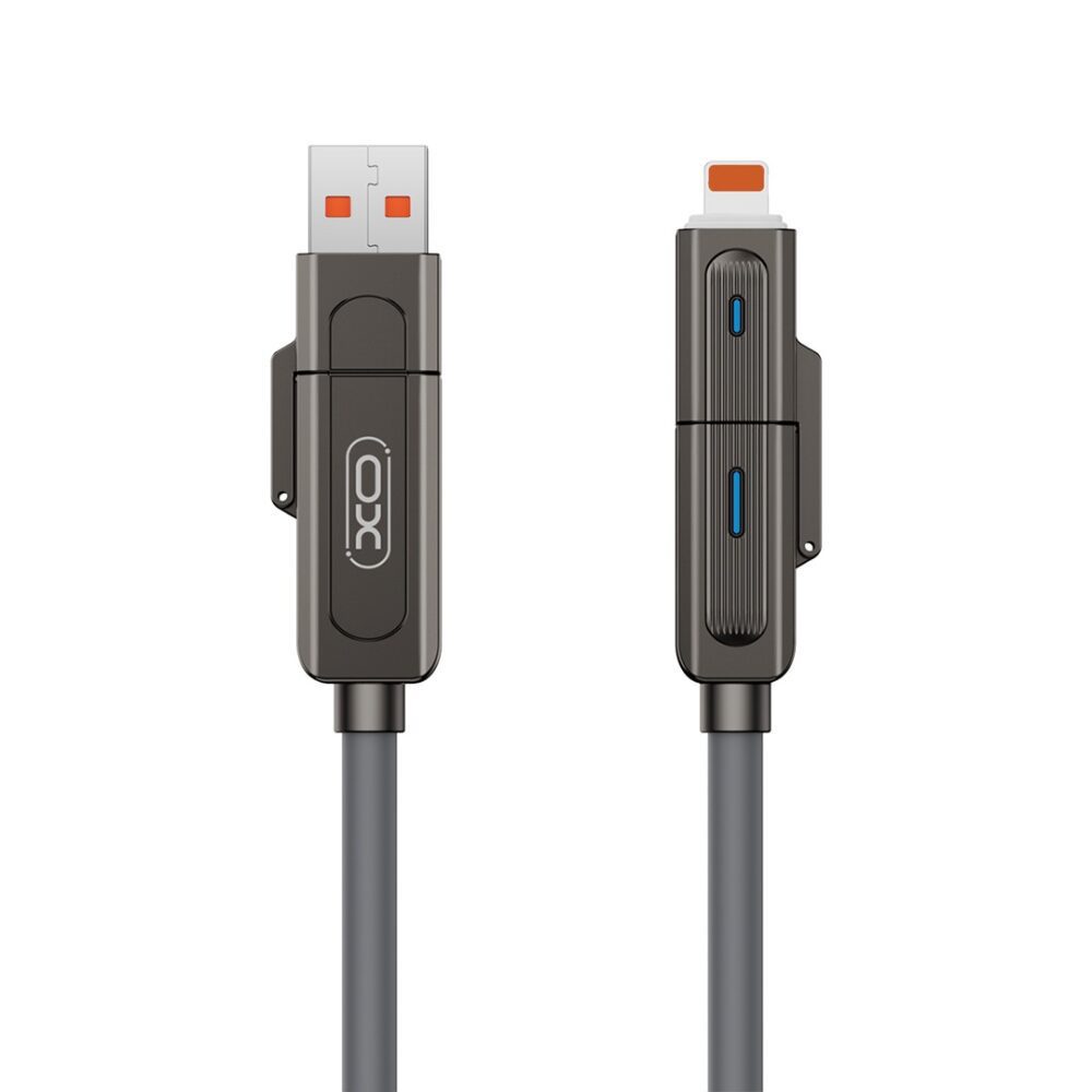 400082_oryg XO cabel NB275 4w1 USB-C - Lightning + USB - USB-C 60W 1,0m szary
