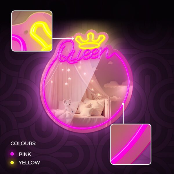 Neon MIRROR LED QUEEN warm white pink FMNE04 Forever Light
