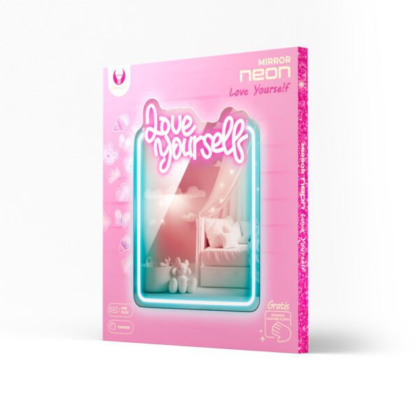 Neon MIRROR LED LOVE YOURSELF turquoise pink FMNE01 Forever Light