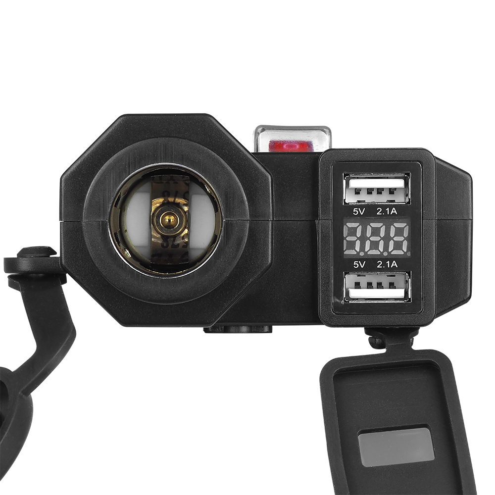 Waterproof cigarette lighter socket with charger 2xUSB-A 2x5V/2,1A in 12V/24V 1,4m cable LTC