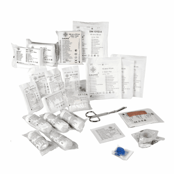 First aid kit with mouthpiece DIN 13164