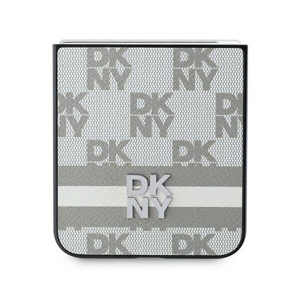 DKNY case for Samsung Galaxy Z Flip6 DK000223 beige Chequered Pattern Printed Stripes