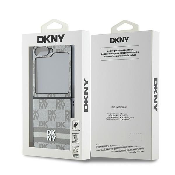 DKNY case for Samsung Galaxy Z Flip6 DK000223 beige Chequered Pattern Printed Stripes