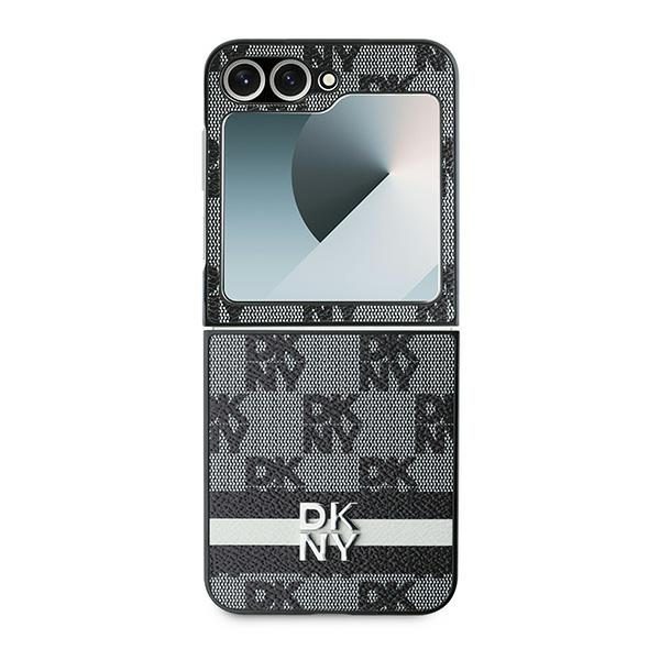 DKNY case for Samsung Galaxy Z Flip6 DK000222 black Chequered Pattern Printed Stripes