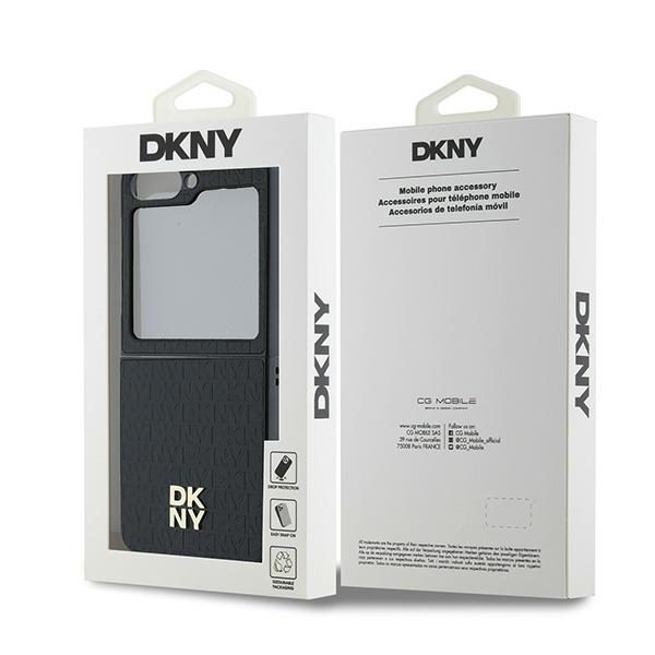 DKNY case for Samsung Galaxy Z Flip6 DK000225 black Repeat Pattern Stack Logo