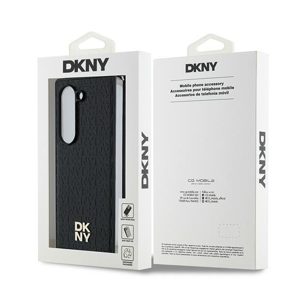 DKNY case for Samsung Galaxy Z Fold6 DK000229 black Repeat Pattern Stack Logo