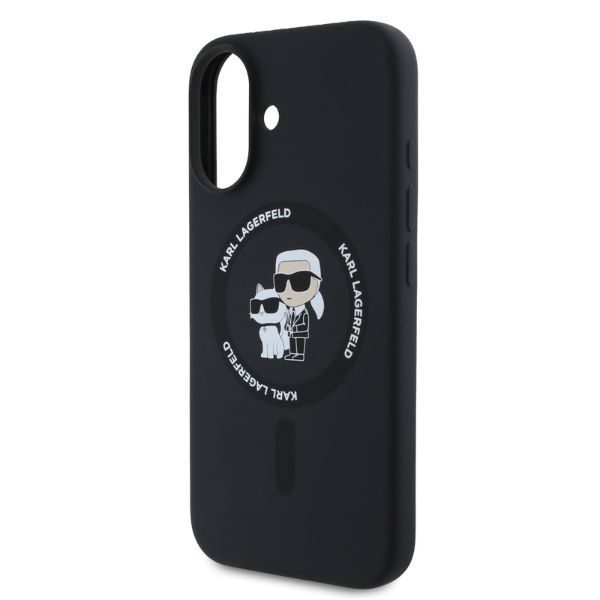 Karl Lagerfeld case for iPhone 16 6,1" KLHMP16SSCMKCRHK black hardcase Silicone KC Heads Ring MagSafe