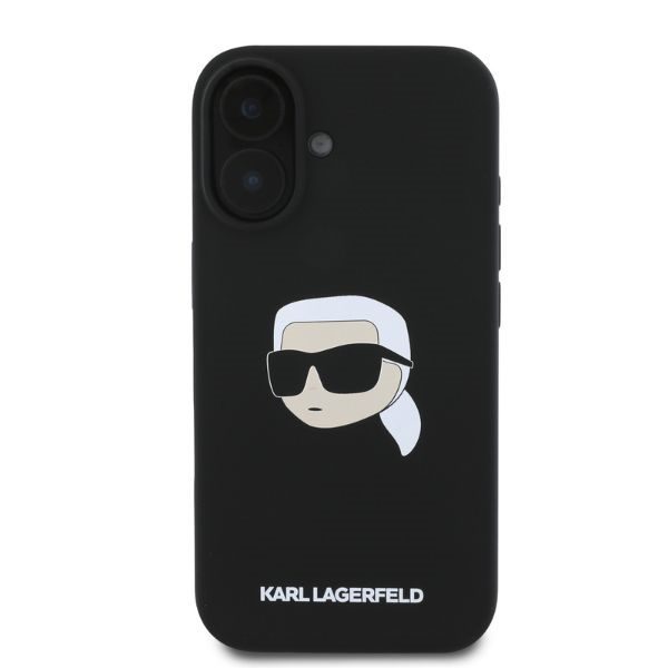 Karl Lagerfeld case for iPhone 16 6,1" KLHMP16SSKHPPLK black hardcase Silicone KL Head Print MagSafe