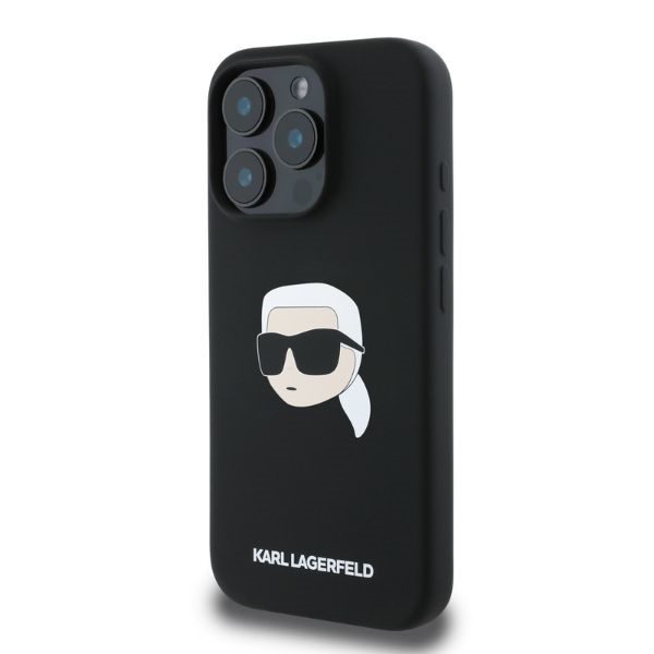 Karl Lagerfeld case for iPhone 16 Pro Max 6,9" KLHMP16XSKHPPLK black hardcase Silicone KL Head Print MagSafe