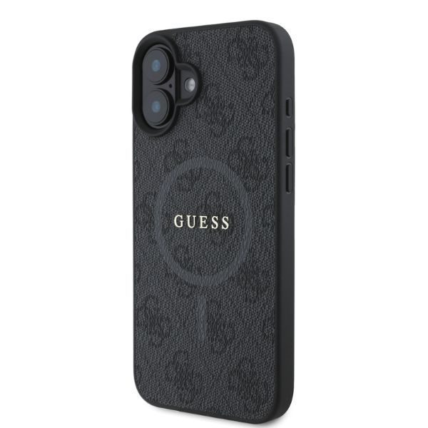 Guess case for iPhone 16 6,1" GUHMP16SG4GFRK black hardcase 4G Ring Classic Logo MagSafe