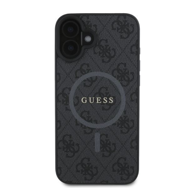 Guess case for iPhone 16 6,1" GUHMP16SG4GFRK black hardcase 4G Ring Classic Logo MagSafe