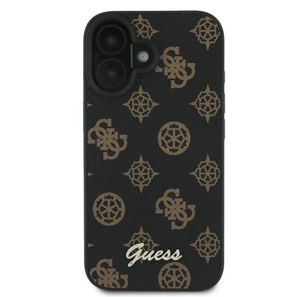 Guess case for iPhone 16 Plus 6,7" GUHMP16MPGPYSK black hardcase PU Peony Script MagSafe