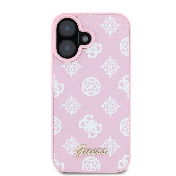 Guess case for iPhone 16 6,1" GUHMP16SPGPYSP pink hardcase Peony Script MagSafe