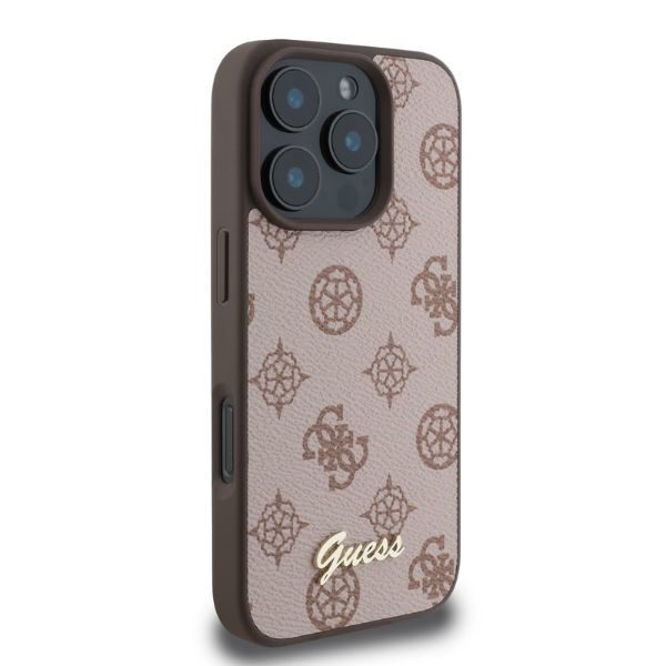 412773_oryg Guess case for iPhone 16 Pro 6,3" GUHMP16LPGPYSW brown hardcase Peony Script MagSafe