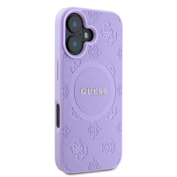 Guess case for iPhone 16 6,1" GUHMP16SPSAPSMEU purple hardcase Saffiano Peony Classic Logo MagSafe