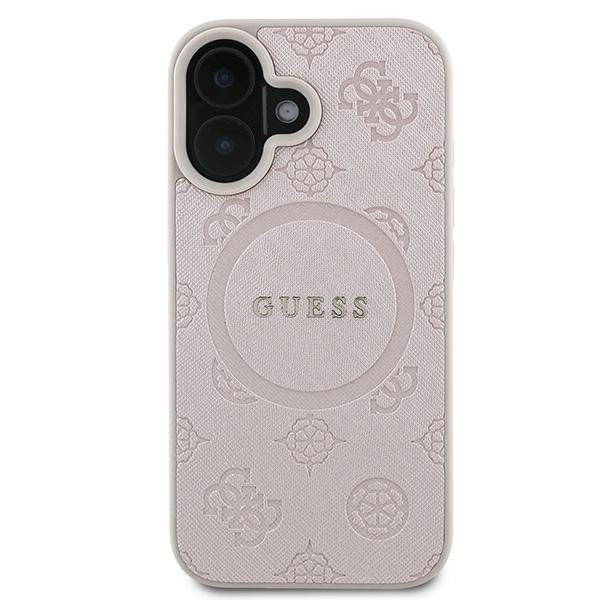 Guess case for iPhone 16 Plus 6,7" GUHMP16MPSAPSMEP pink hardcase Saffiano Peony Classic Logo MagSafe