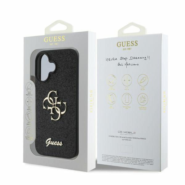 Guess case for iPhone 16 6,1" GUHCP16SHG4SGK black hardcase Fixed Glitter Big 4G