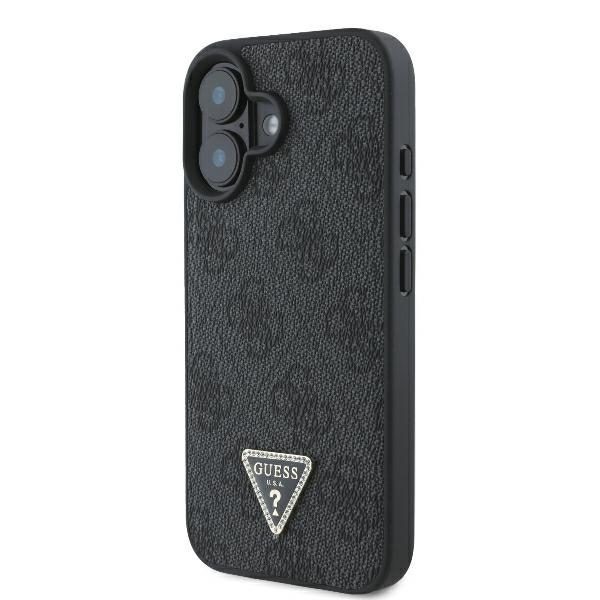 Guess case for iPhone 16 6,1" GUHCP16SP4TDPK Leather 4G Triangle Strass black MagSafe