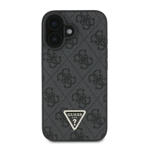 Guess case for iPhone 16 Plus 6,7" GUHCP16MP4TDPK Leather 4G Triangle Strass black MagSafe